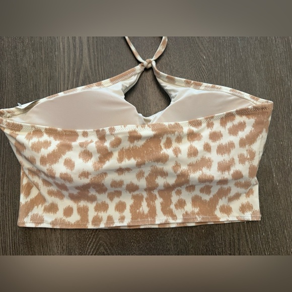 NWT AERIE TAN AND CREAM BANDEAU TIE NECK SWIM TOP - Size Large SKU:98 - Picture 5 of 5